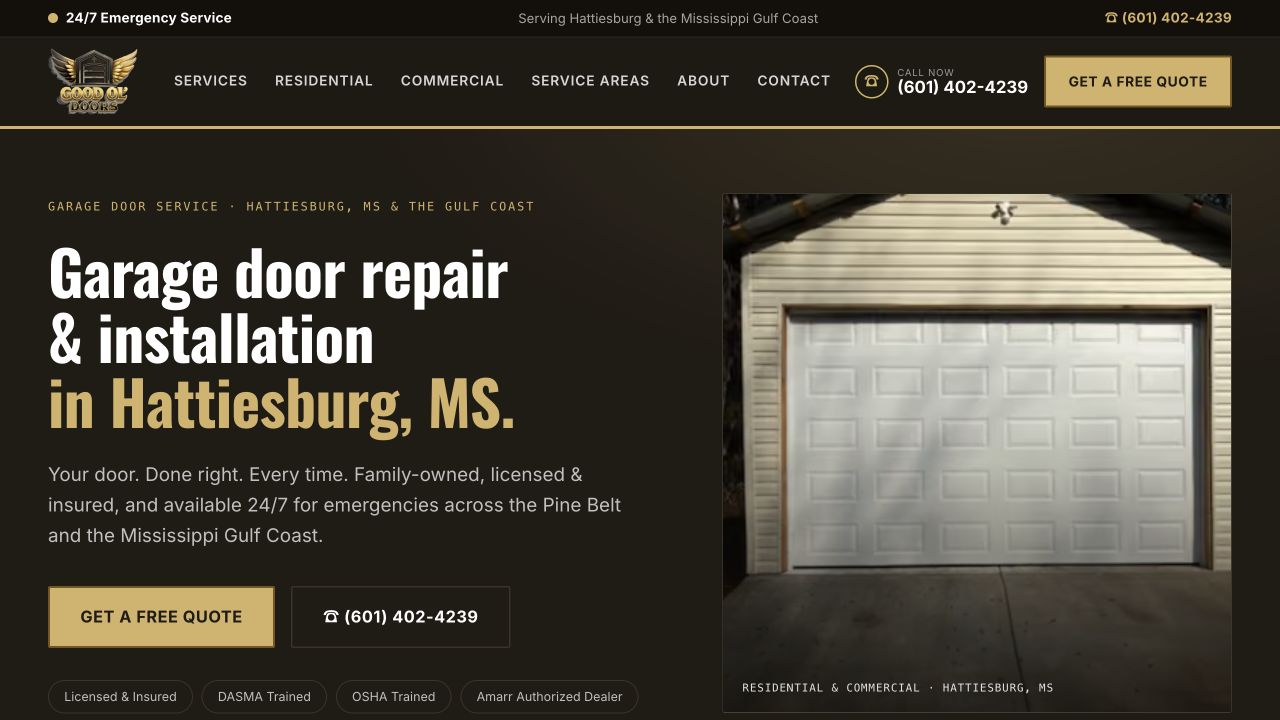 Good Ol’ Doors website homepage