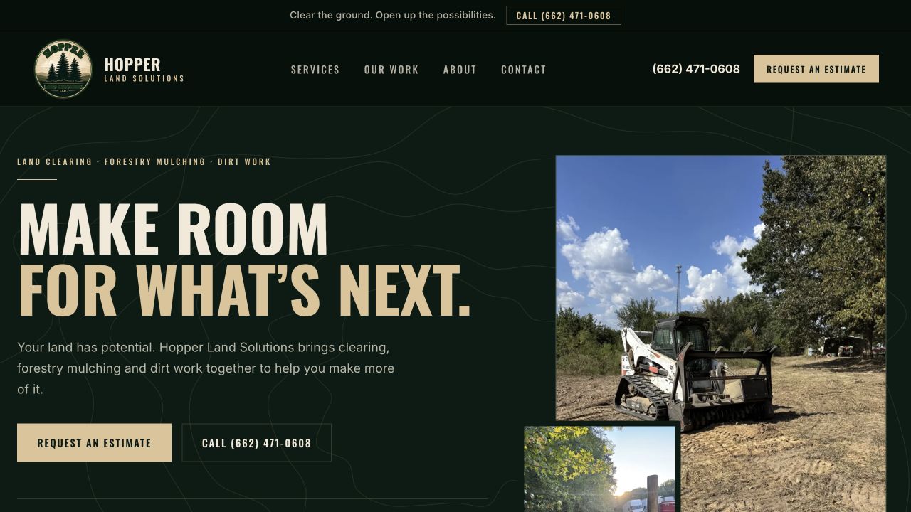 Hopper Land Solutions website homepage